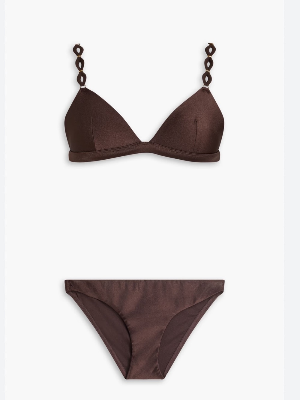 Zimmermann Chocolate Brown Triangle Bikini with Loop-Detail Straps